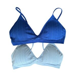 Rose + Vine Seamless Triangle Bralette Light and Dark Blue Women's L/XL